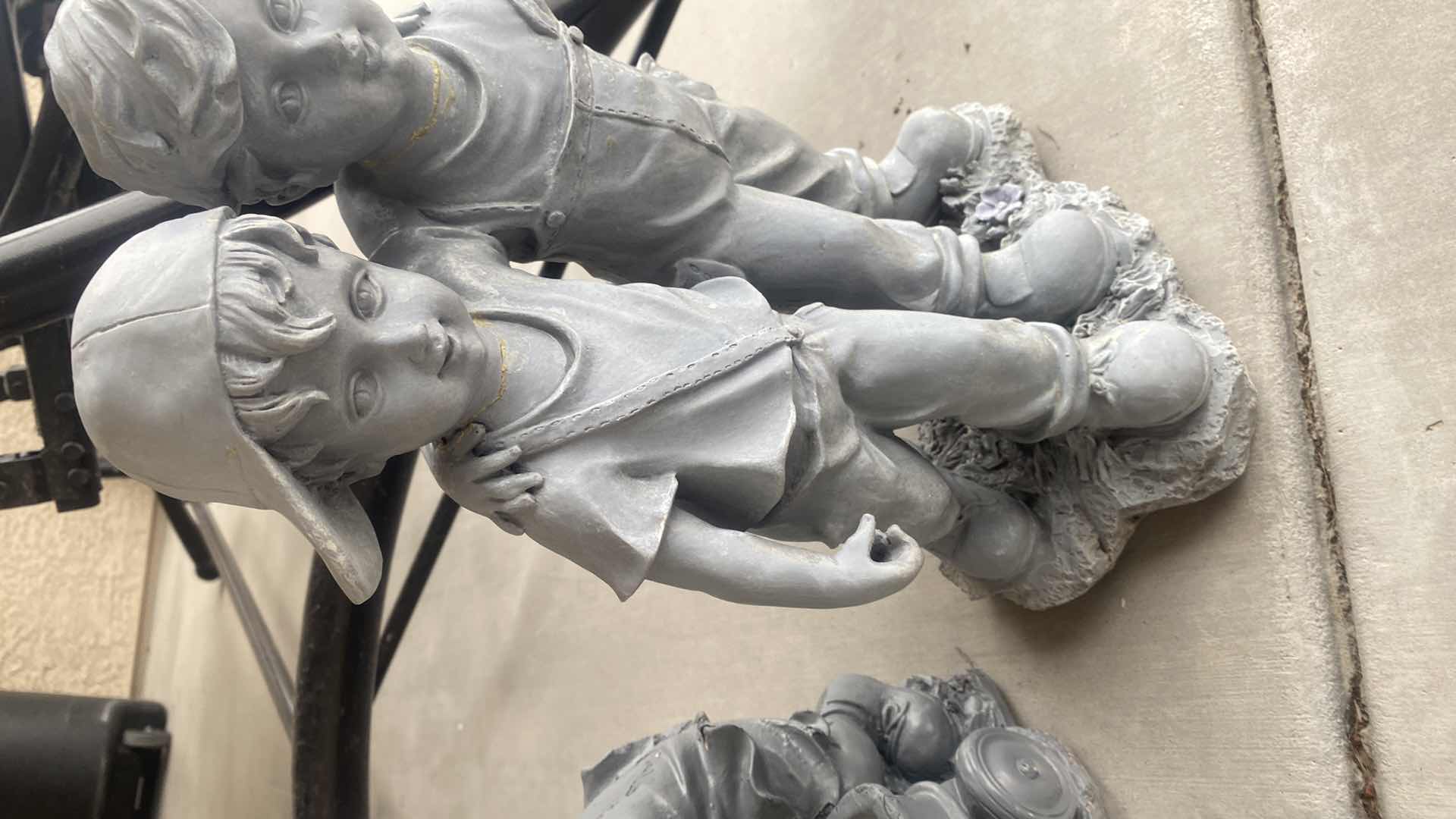 Photo 1 of 2-LIGHT PLASTER FIGURINES CHILDREN YARD ART LARGEST 14” x 16”