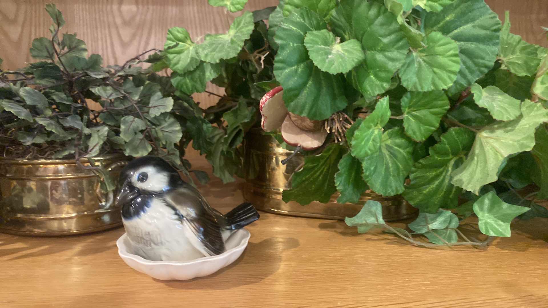 Photo 1 of 4-FAUX PLANTS & 5 SMALL DECOR - TREES BIRD LARGEST H7”