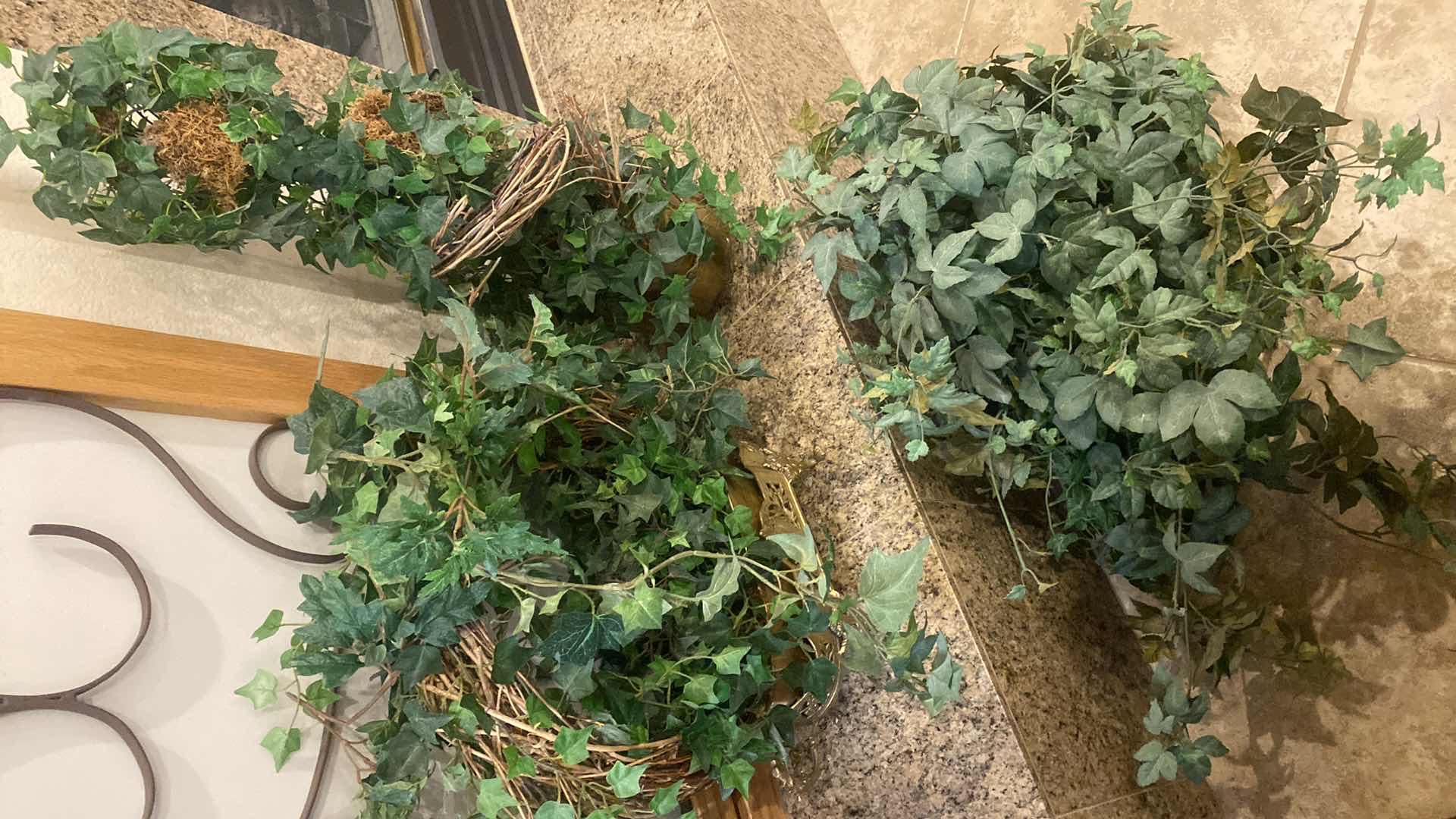 Photo 1 of 3 FAUX PLANTS IN METAL POTS LARGEST H29”