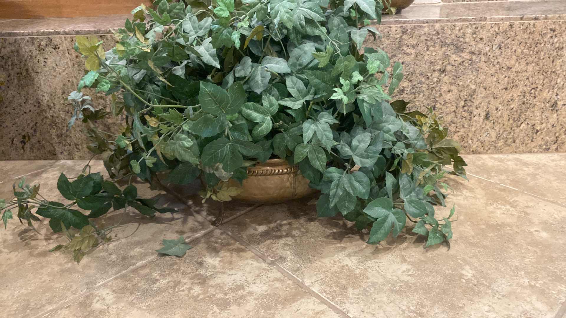 Photo 1 of 3 FAUX PLANTS IN METAL POTS LARGEST H29”