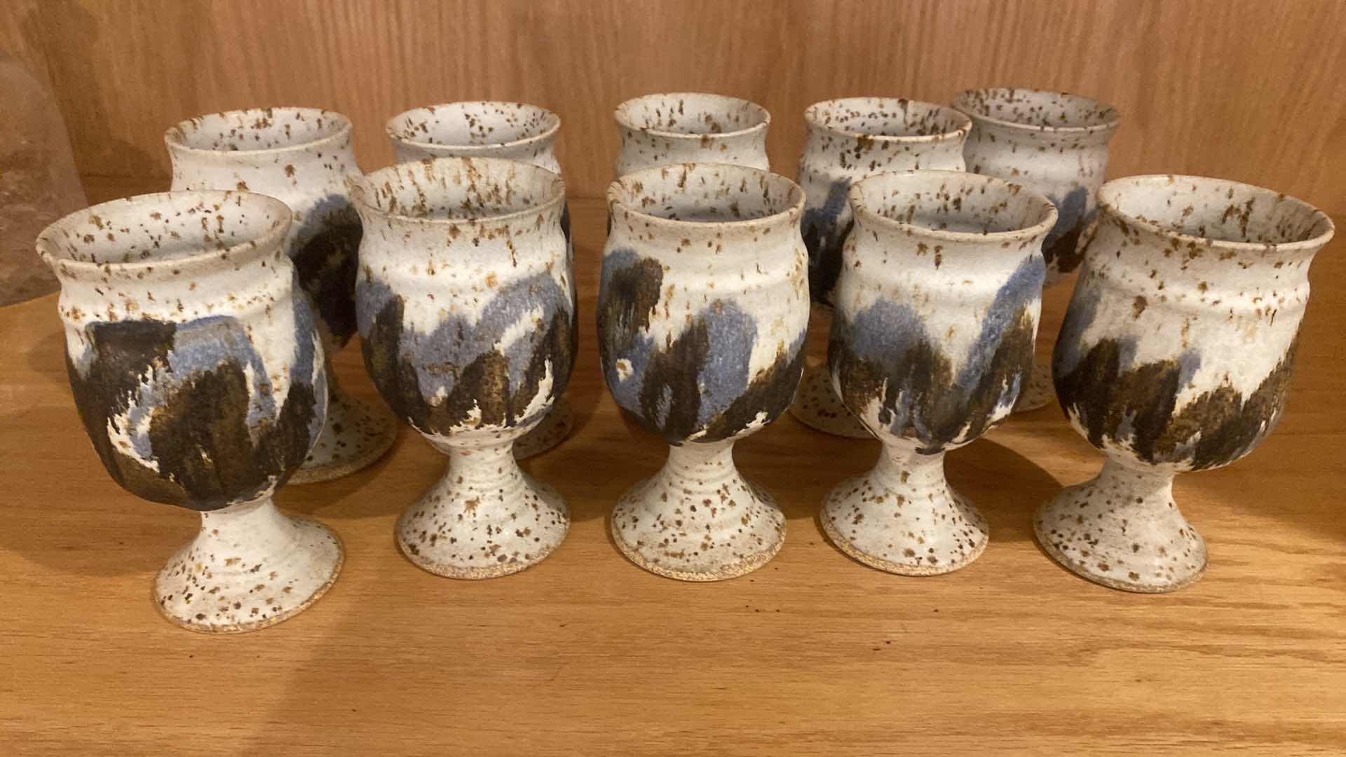 Photo 1 of 10-POTTERY GOBLETS H5 3/4” & DRINK DISPENSER