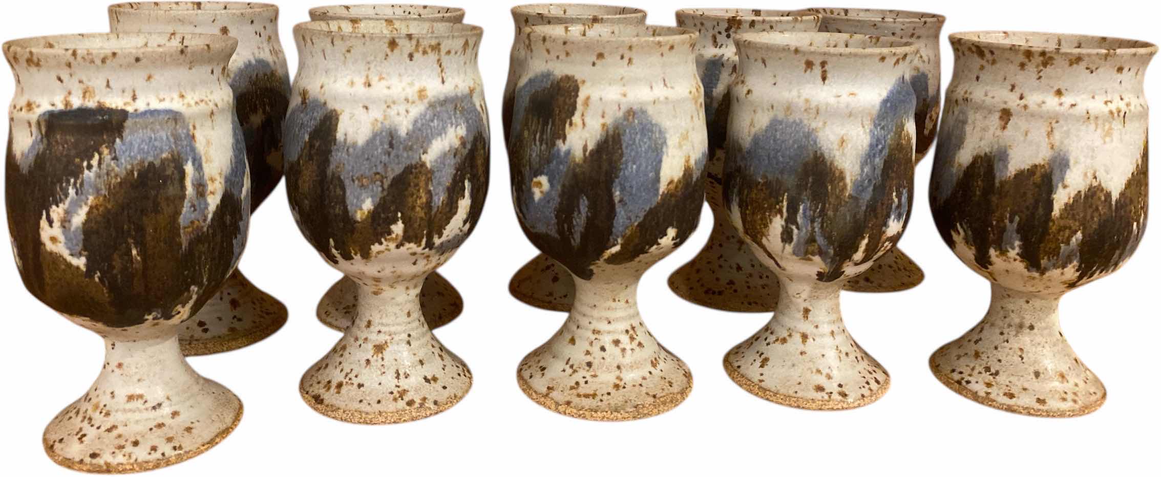 Photo 1 of 10-POTTERY GOBLETS H5 3/4” & DRINK DISPENSER