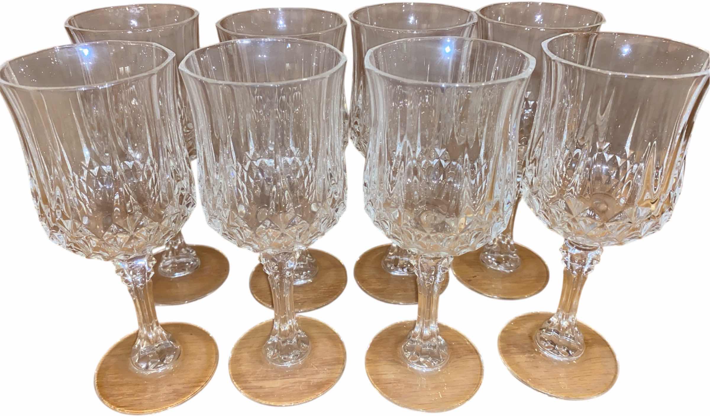 Photo 1 of 8-CRYSTAL WINE GLASSES , CORDIAL & SMALL VASE