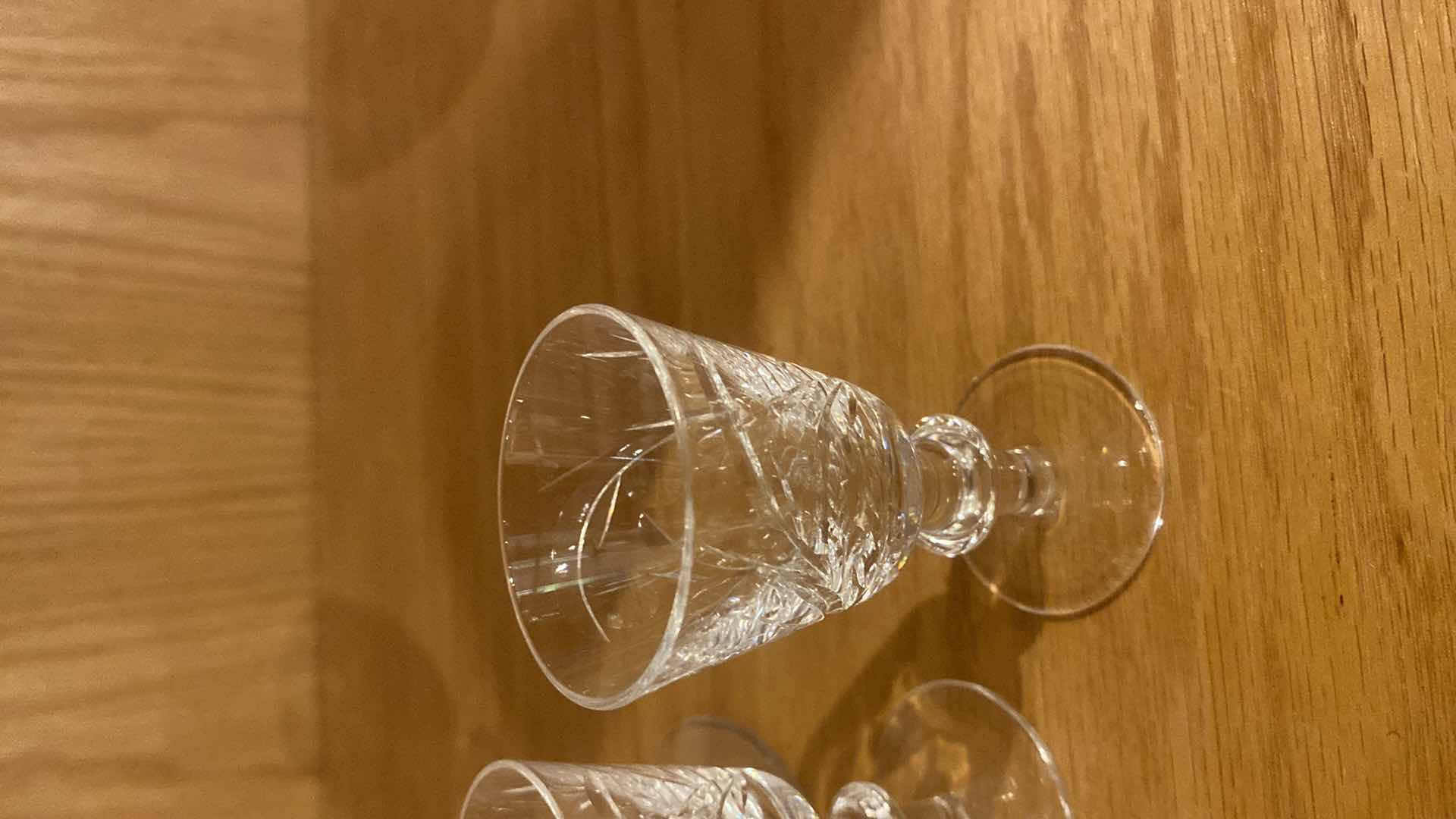 Photo 1 of 8-CRYSTAL WINE GLASSES , CORDIAL & SMALL VASE