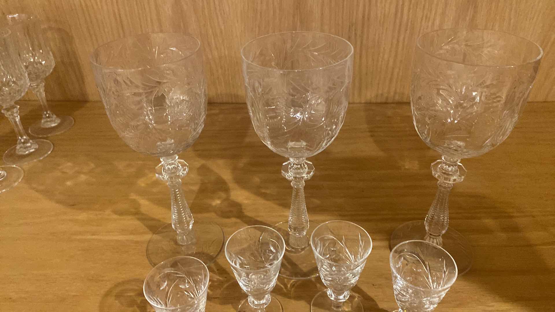 Photo 1 of 8-CRYSTAL WINE GLASSES , CORDIAL & SMALL VASE