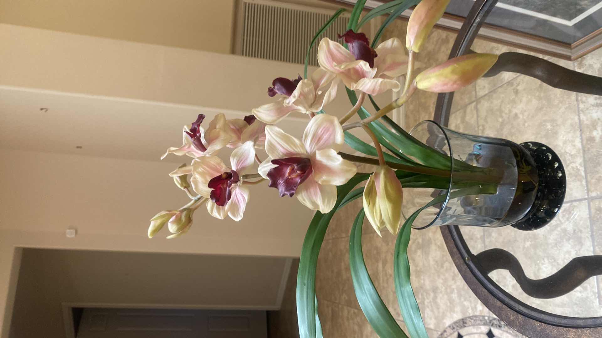 Photo 1 of FAUX ORCHID IN GLASS VASE WITH FLOATING WATER H22”