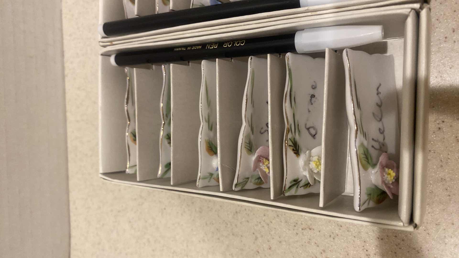 Photo 1 of 12-PLACE CARD SET GLAZED CERAMIC