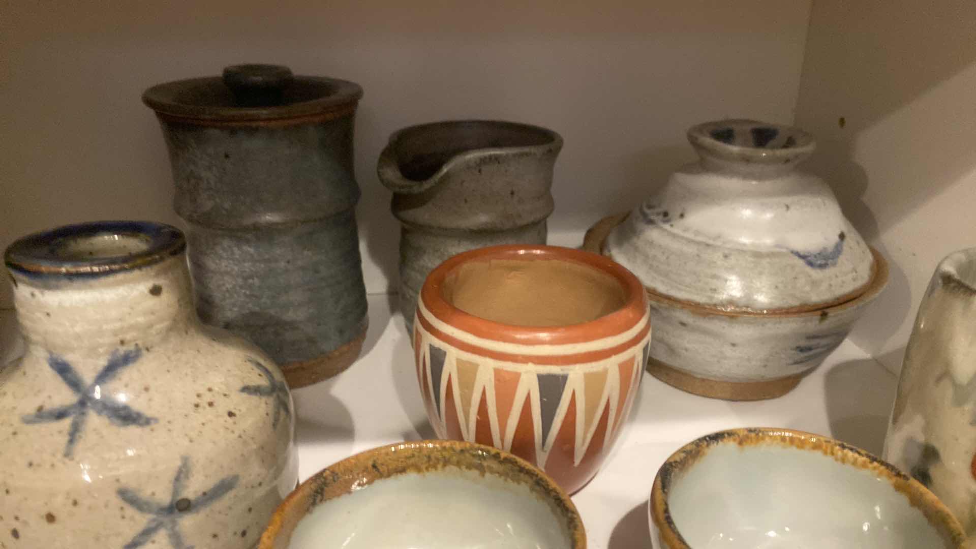 Photo 1 of 8-SMALL GLAZED POTTERY LARGEST H5”