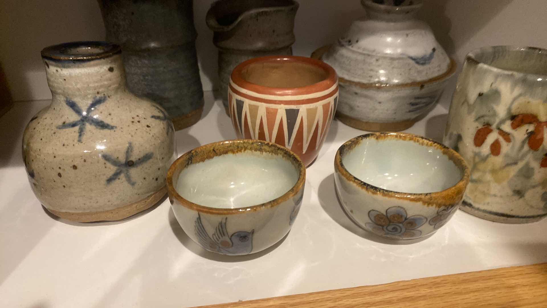 Photo 1 of 8-SMALL GLAZED POTTERY LARGEST H5”