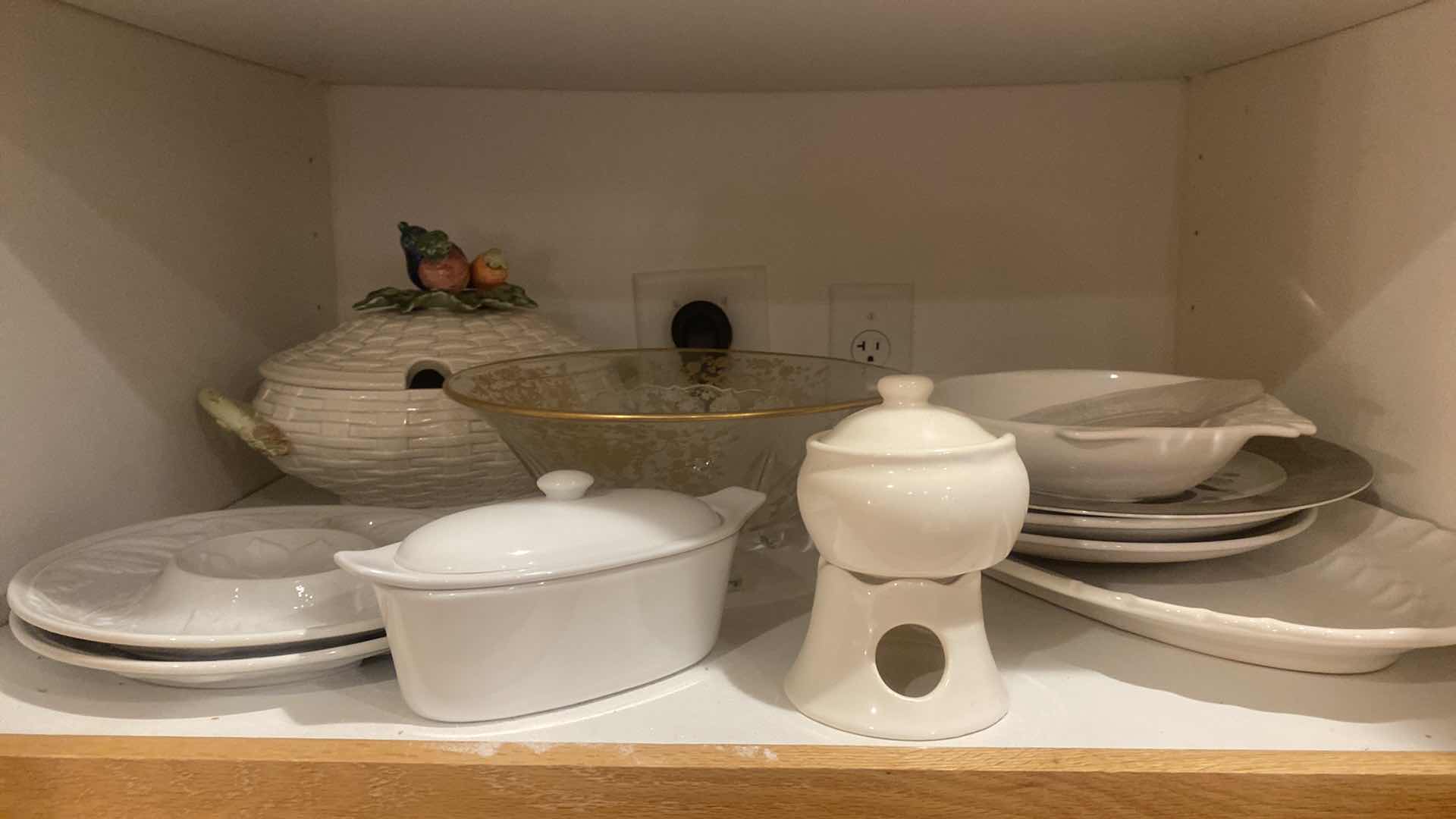 Photo 1 of CONTENTS OF CABINET - WHITE SERVE WARE