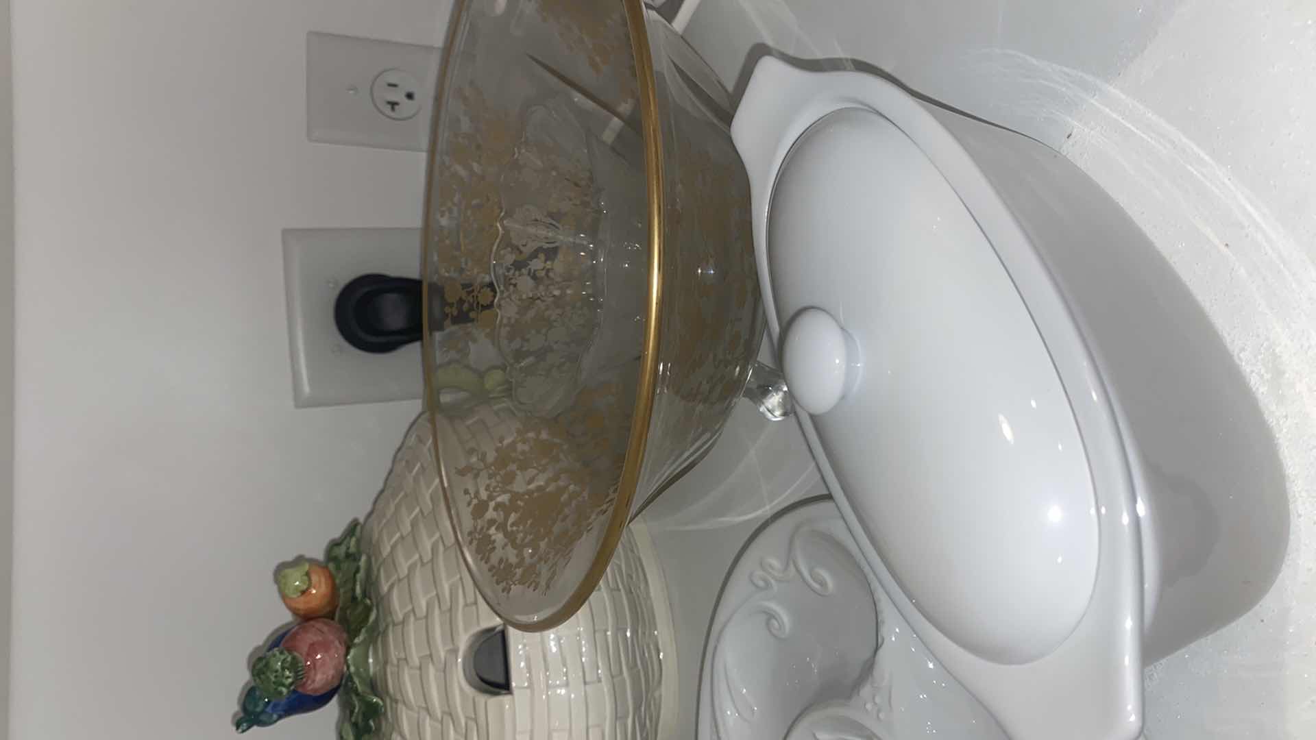 Photo 1 of CONTENTS OF CABINET - WHITE SERVE WARE