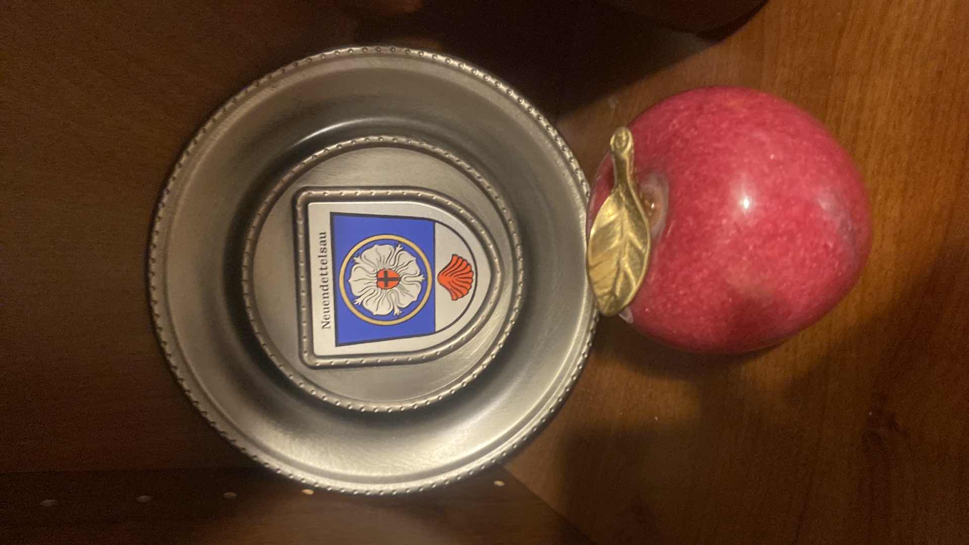 Photo 1 of HOLY LAND SLIDES, COFFEE CUP APPLE & PEWTER PLATE 7 1/2”