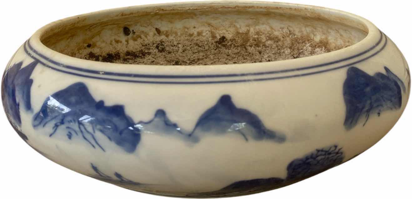 Photo 1 of 10 1/2” BLUE AND WHITE PORCELAIN CHINESE BOWL