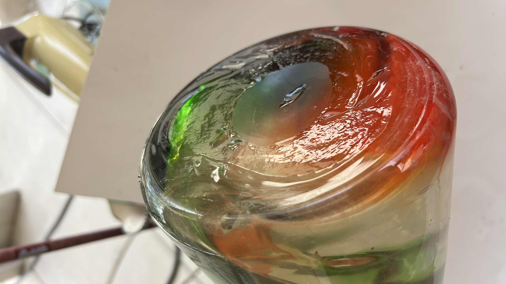 Photo 1 of HAND BLOWN GLASS VASE H10”
