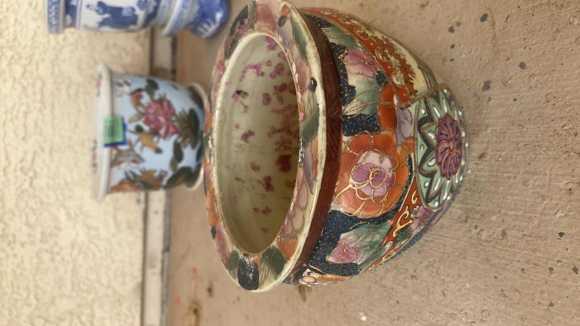 View 2 of VINTAGE JAPANESE SATSUMA STYLE PLANTER 6” X 5”