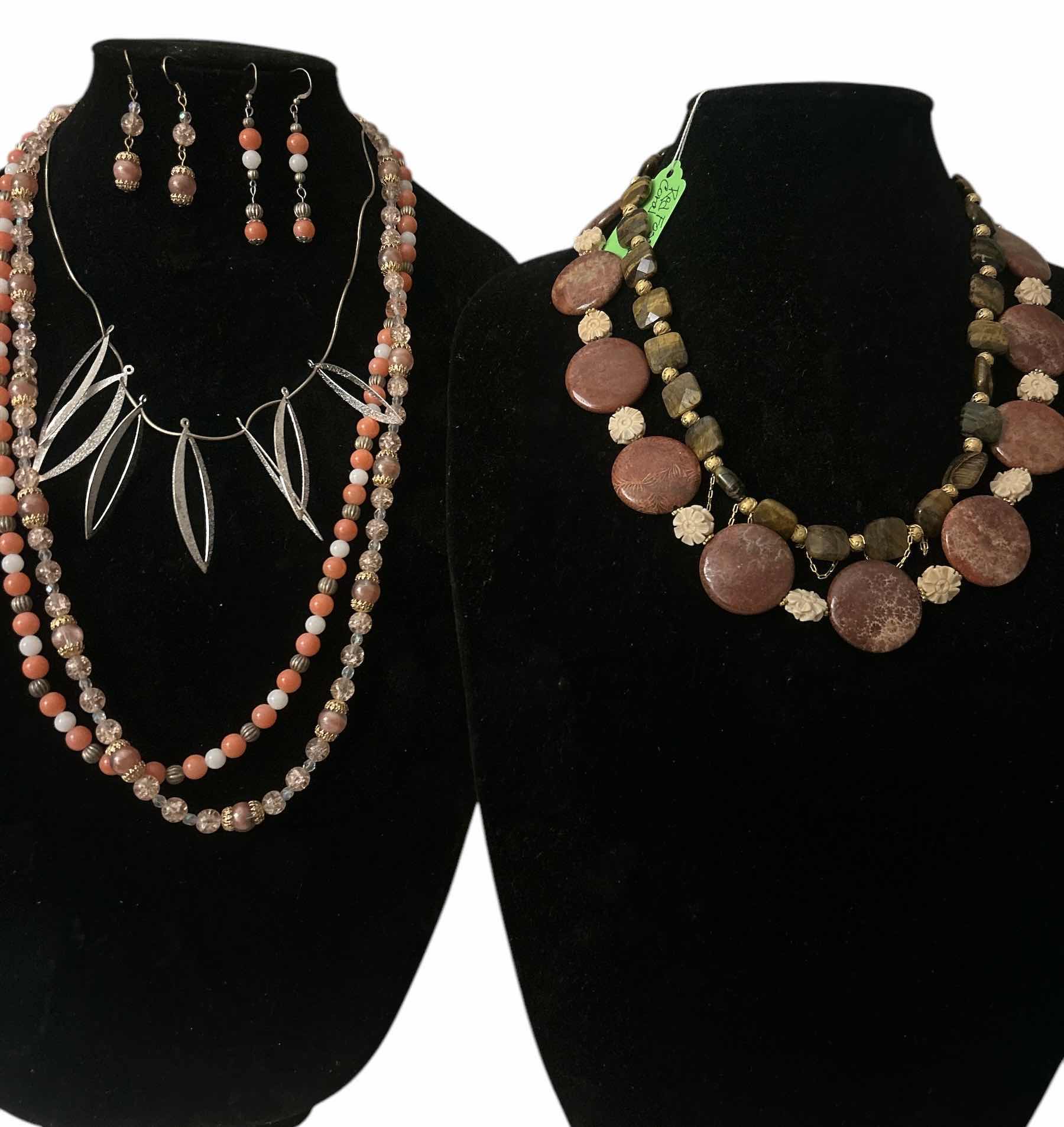 Photo 1 of 7- FASHION JEWELRY PIECES - 5 CUSTOM DESIGNED NECKLACES & 2 PAIRS OF EARRINGS