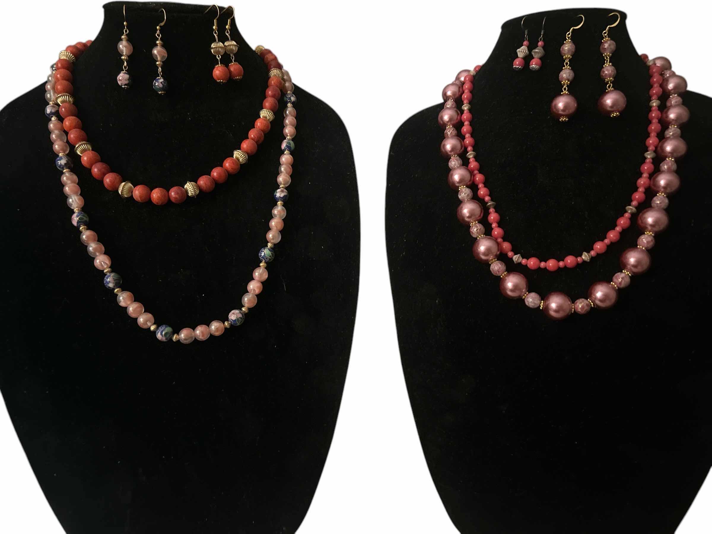 Photo 1 of 8- FASHION JEWELRY PIECES - 4 CUSTOM DESIGNED NECKLACES & 4 PAIRS OR EARRINGS