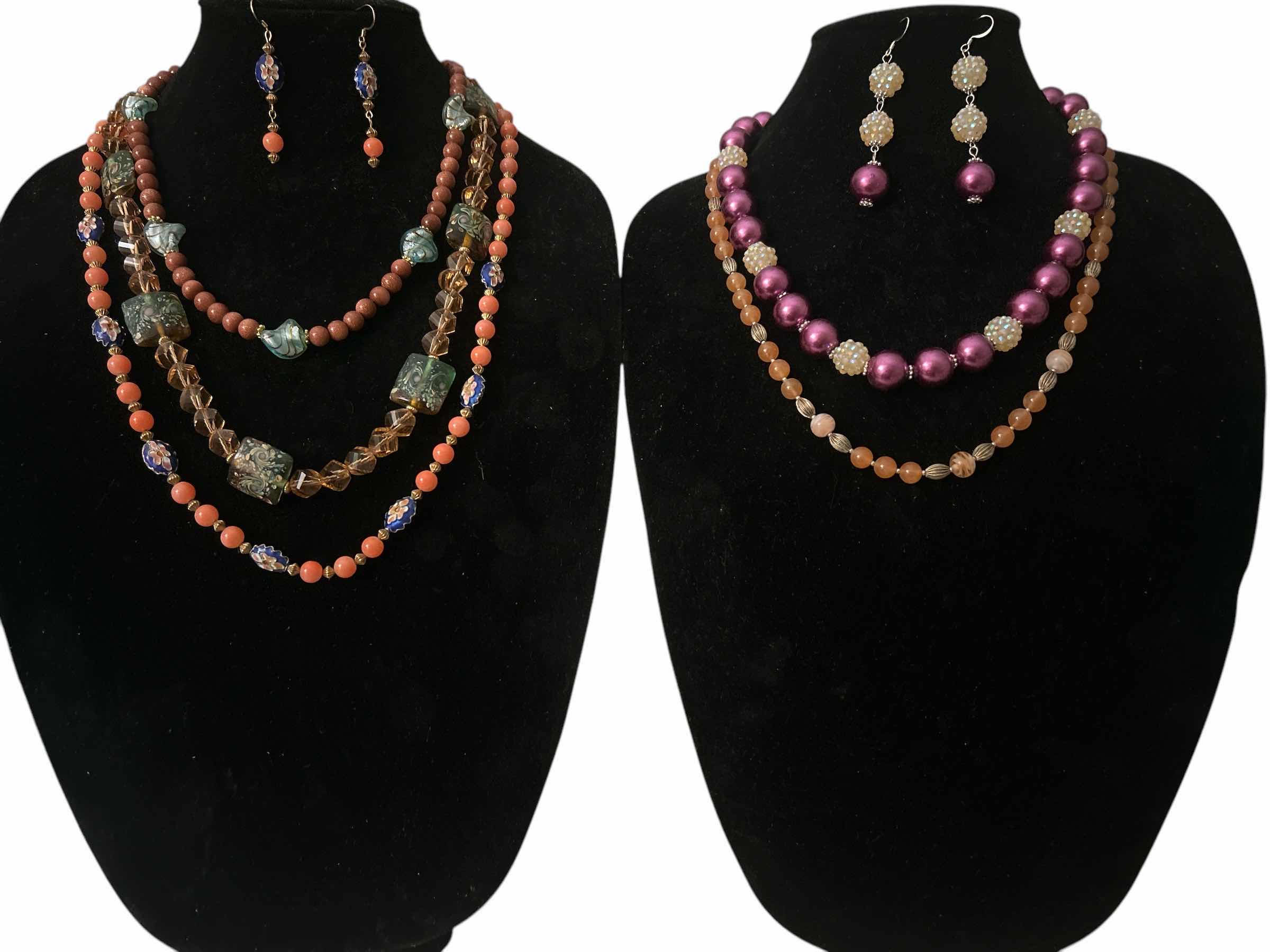 Photo 1 of 7- FASHION JEWELRY PIECES - 5 CUSTOM DESIGNED NECKLACES & 2 PAIRS EARRINGS