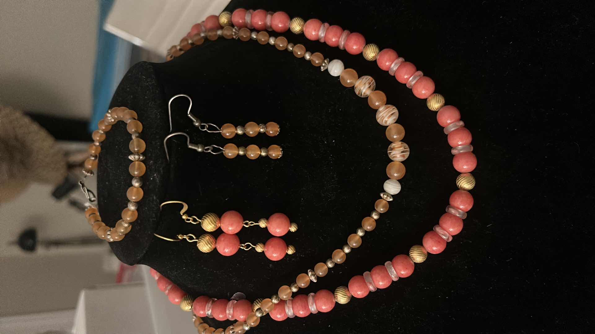 Photo 1 of 6- FASHION JEWELRY PIECES - 3 CUSTOM DESIGNED NECKLACES, 2 PAIR OF EARRINGS & BRACELET