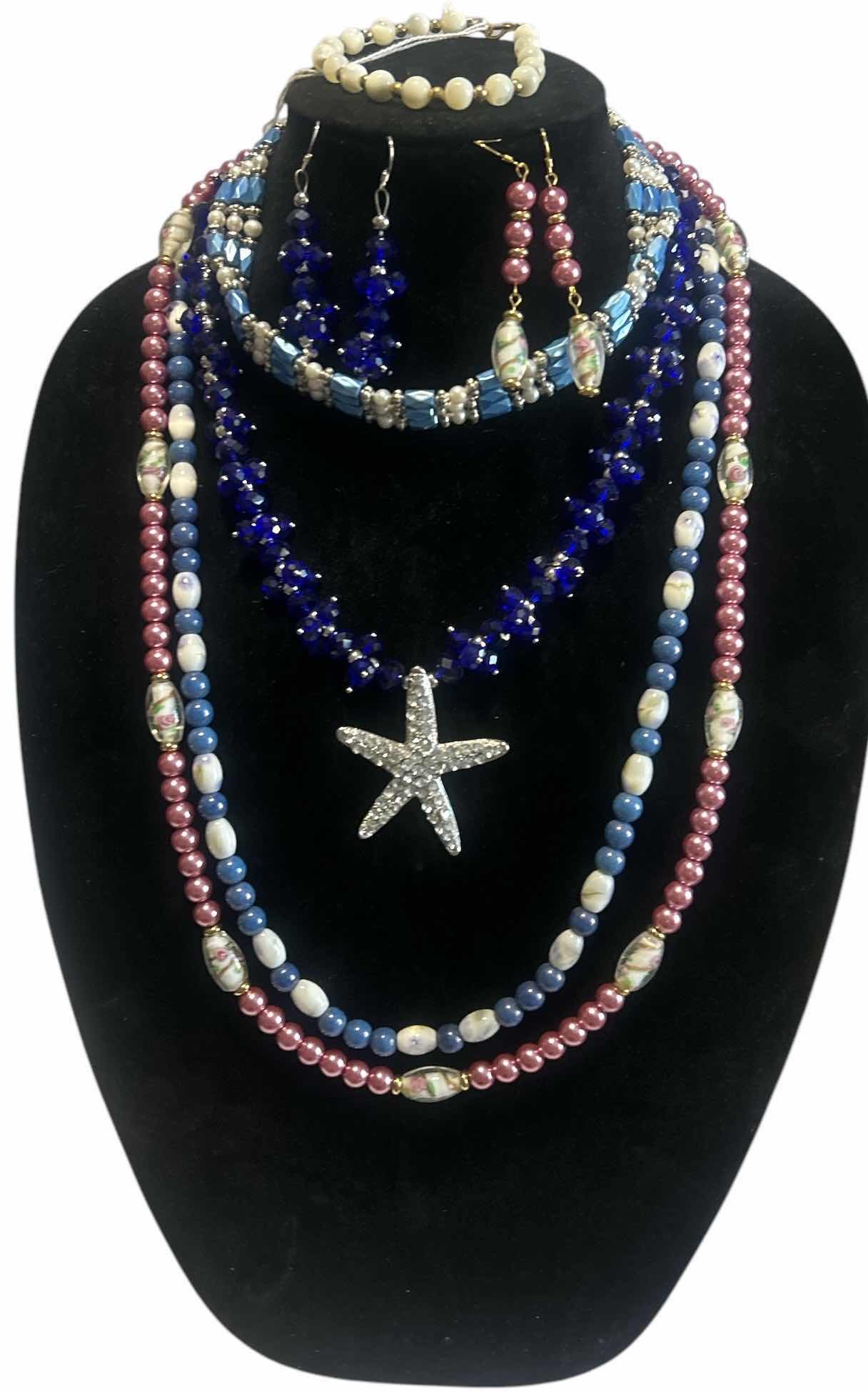 Photo 1 of FASHION JEWELRY- 4 NECKLACES, 2 EARRINGS & BRACELET