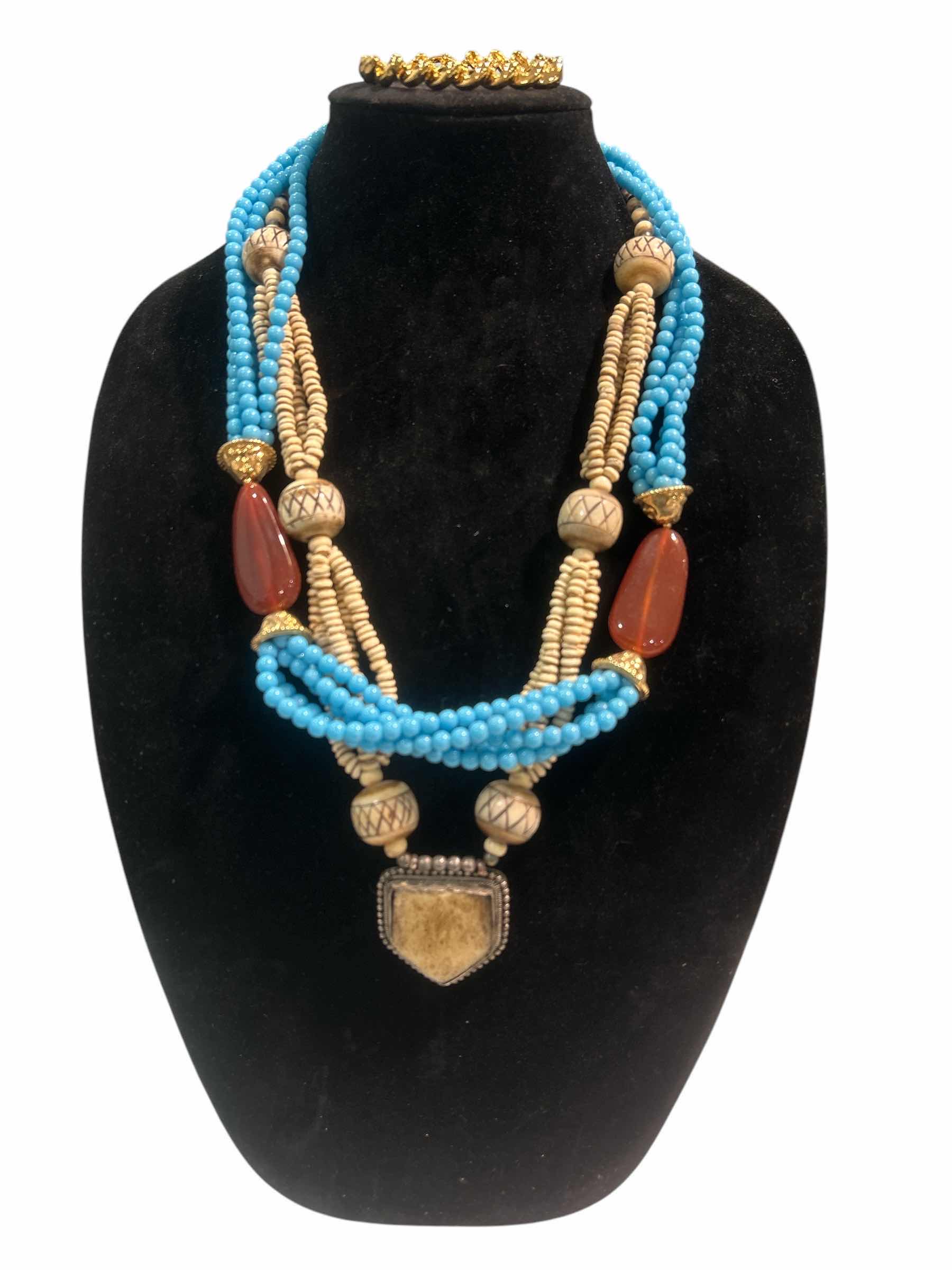 Photo 1 of 2 STATEMENT NECKLACES AND GOLD TONE BRACELET