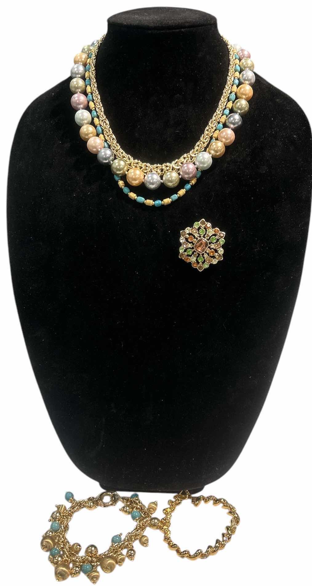 Photo 1 of 3 NECKLACES,BROOCH AND 2 BRACELETS