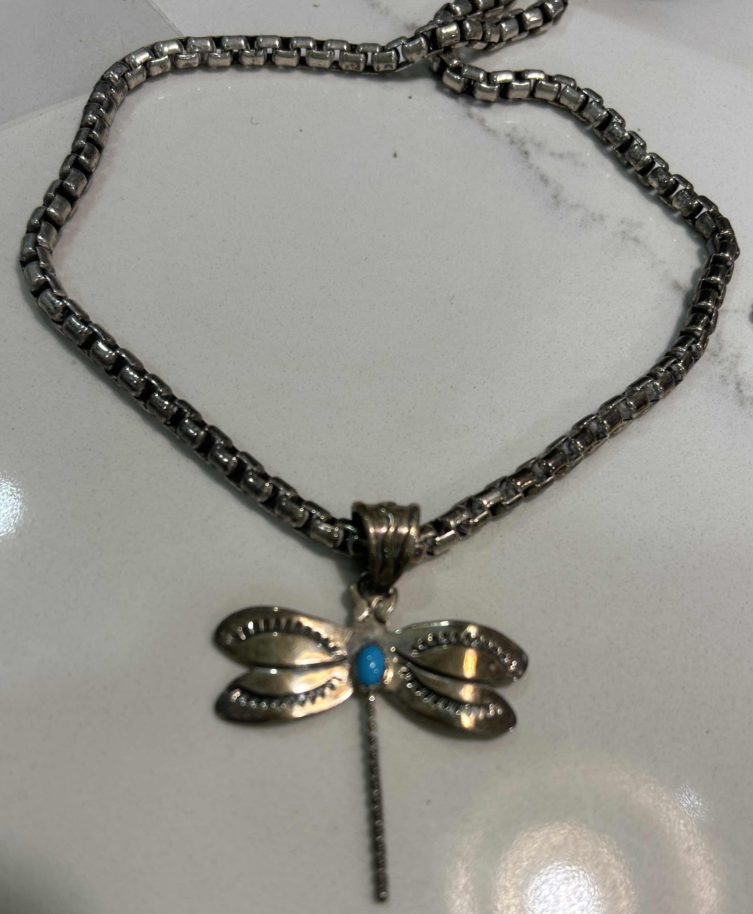 Photo 1 of JAI STERLING SILVER NECKLACE WITH DRAGONFLY PENDANT