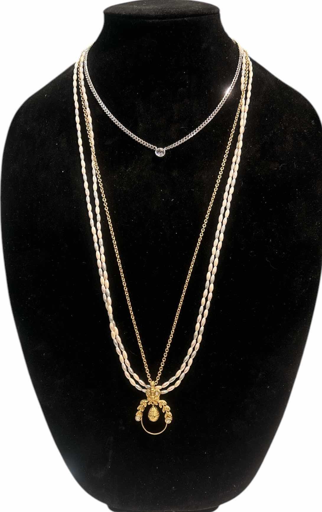 Photo 1 of 3 NECKLACES- STERLING WITH CZ AND 2 LONG NECKLACES