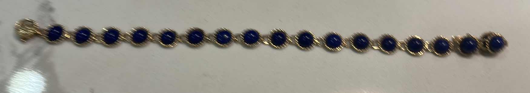Photo 1 of 14K GOLD BRACELET FROM ITALY WITH DEEP BLUE STONES