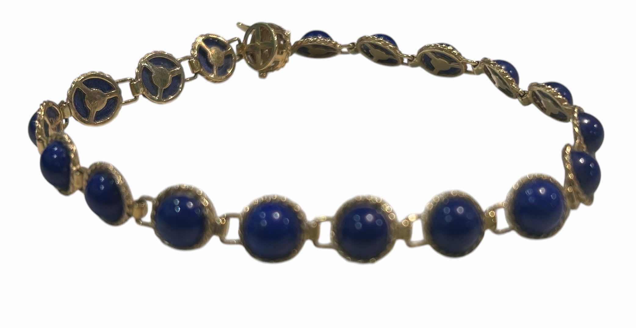 Photo 1 of 14K GOLD BRACELET FROM ITALY WITH DEEP BLUE STONES