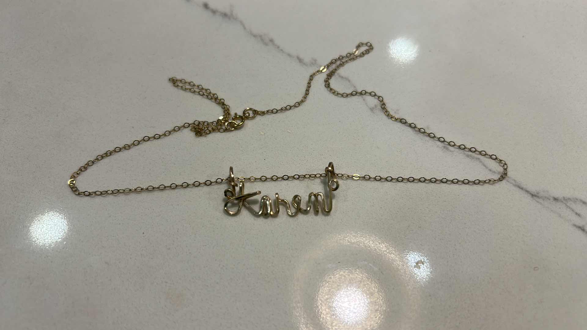 Photo 3 of 14K EARRINGS AND 2 GOLD TONE NECKLACES