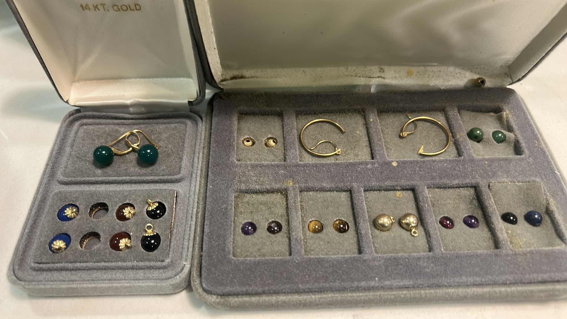 Photo 1 of 14K EARRINGS AND 2 GOLD TONE NECKLACES