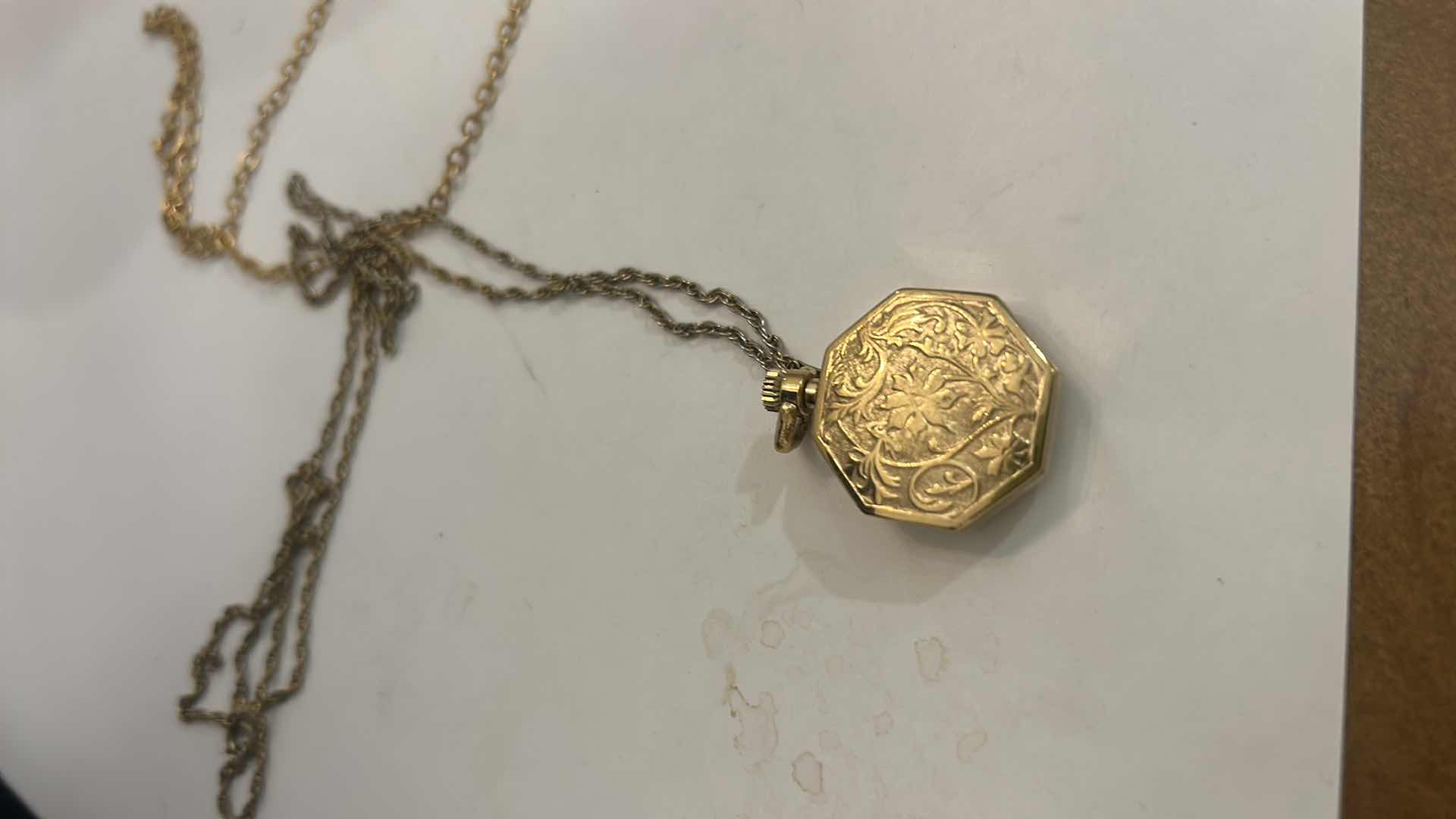 Photo 1 of 4 NECKLACES INCLUDING VINTAGE COLIBRI  19 JEWEL MOVEMENT GOLD TONE POCKET WATCH