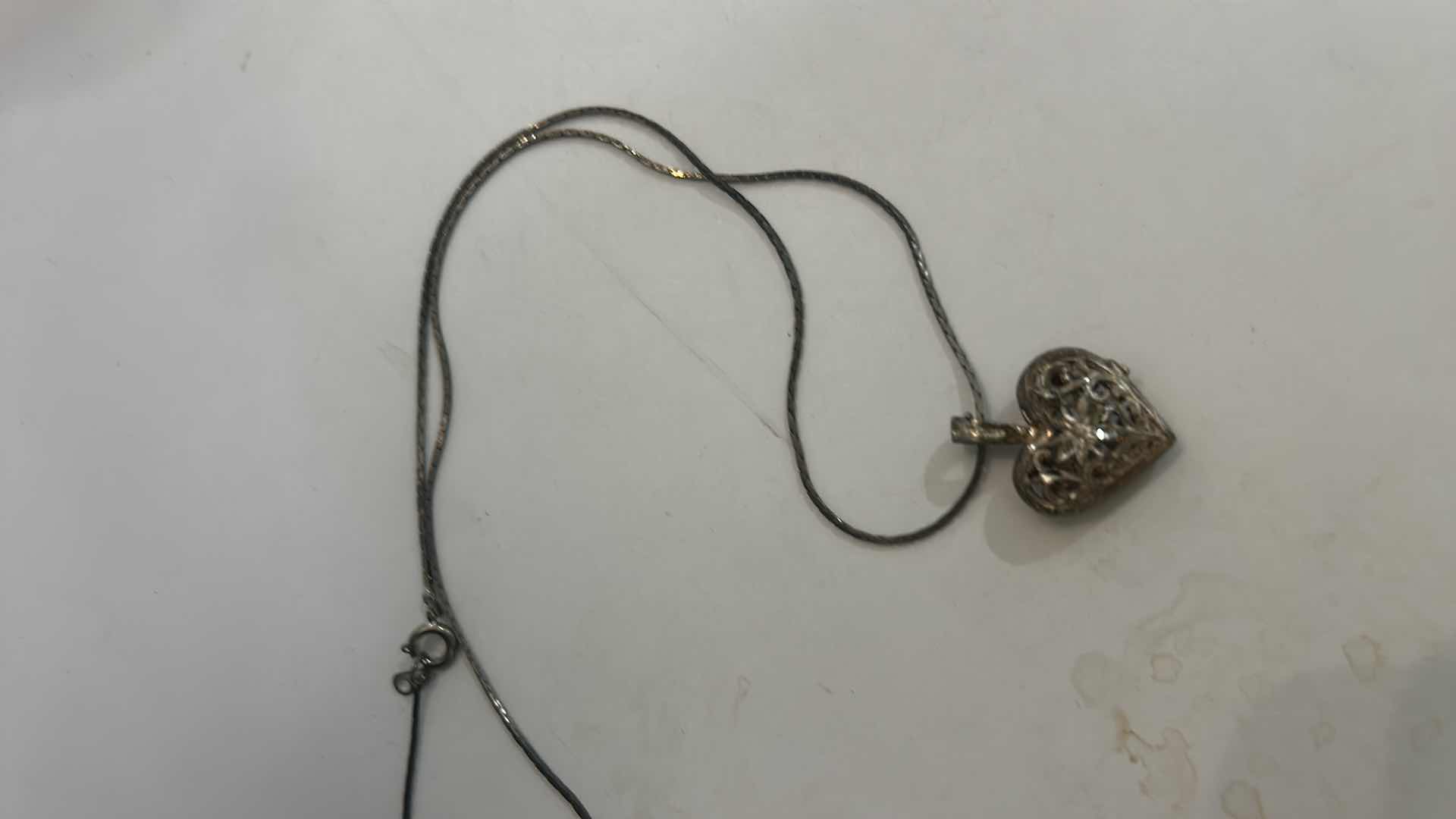 Photo 1 of 2 STERLING SILVER NECKLACE CHAINS, HEART PENDANT AND SILVER TONE BEAR