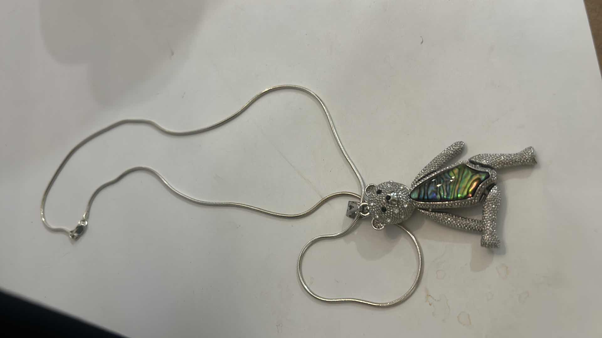 Photo 1 of 2 STERLING SILVER NECKLACE CHAINS, HEART PENDANT AND SILVER TONE BEAR