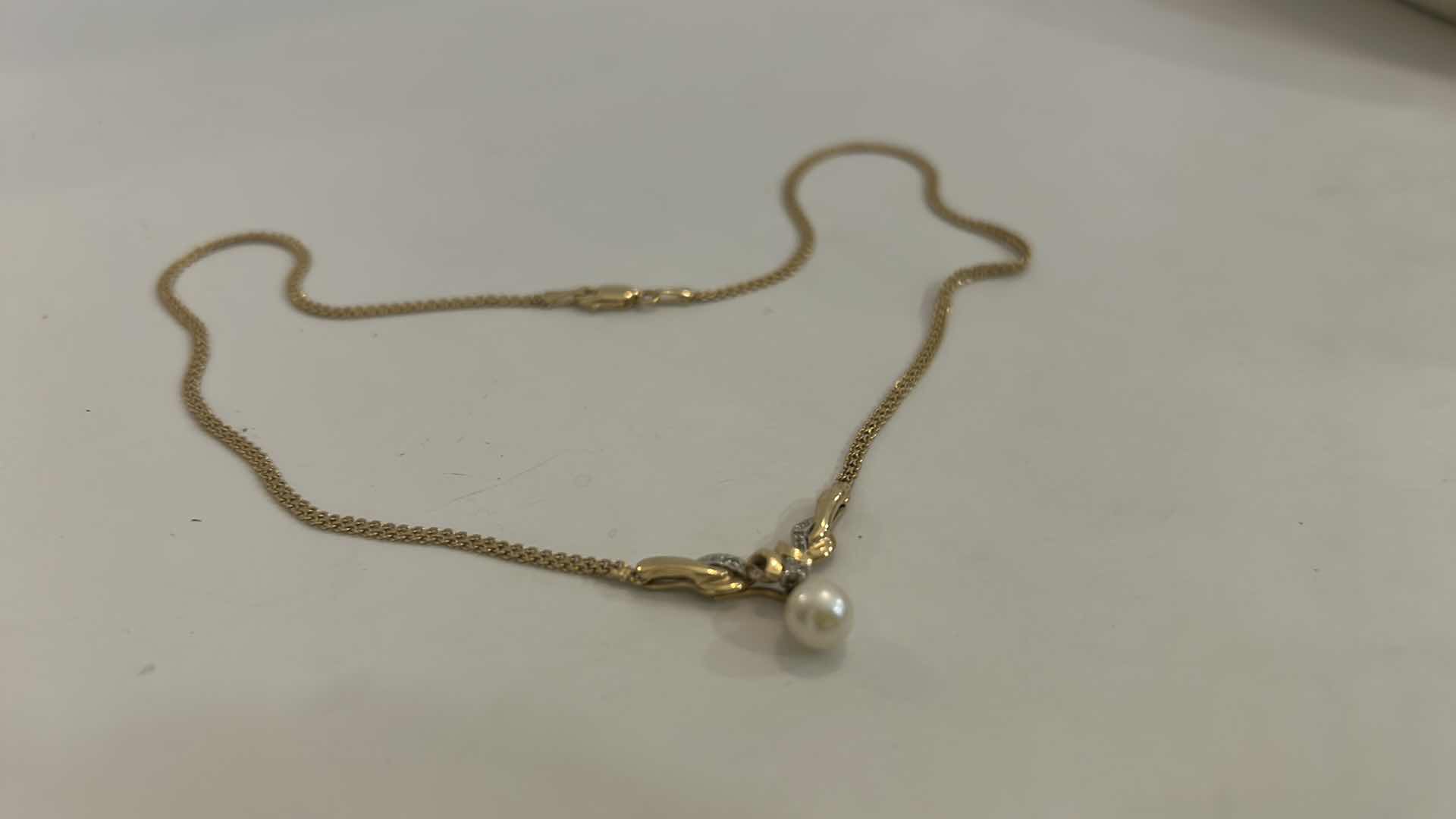 Photo 1 of 14K GOLD NECKLACE WITH PEARL 16”
