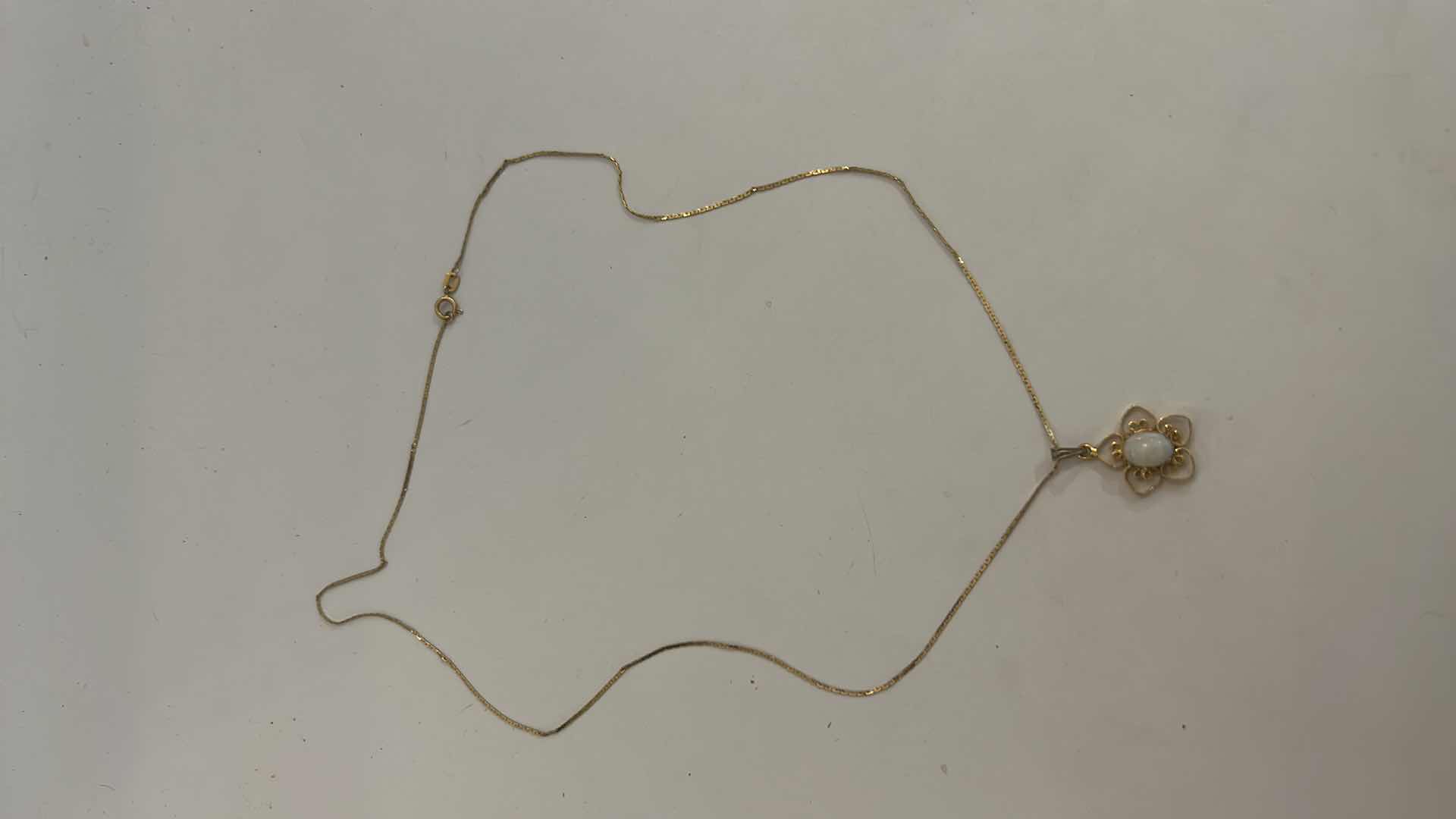 Photo 1 of 14K GOLD CHAIN WITH OPAL PENDANT 19”