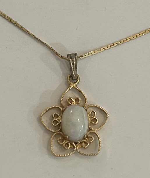 Photo 1 of 14K GOLD CHAIN WITH OPAL PENDANT 19”