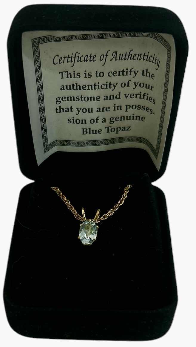 Photo 1 of BLUE TOPAZ NECKLACE 18” (COULD NOT FIND MARKING OR STAMP ON CHAIN)