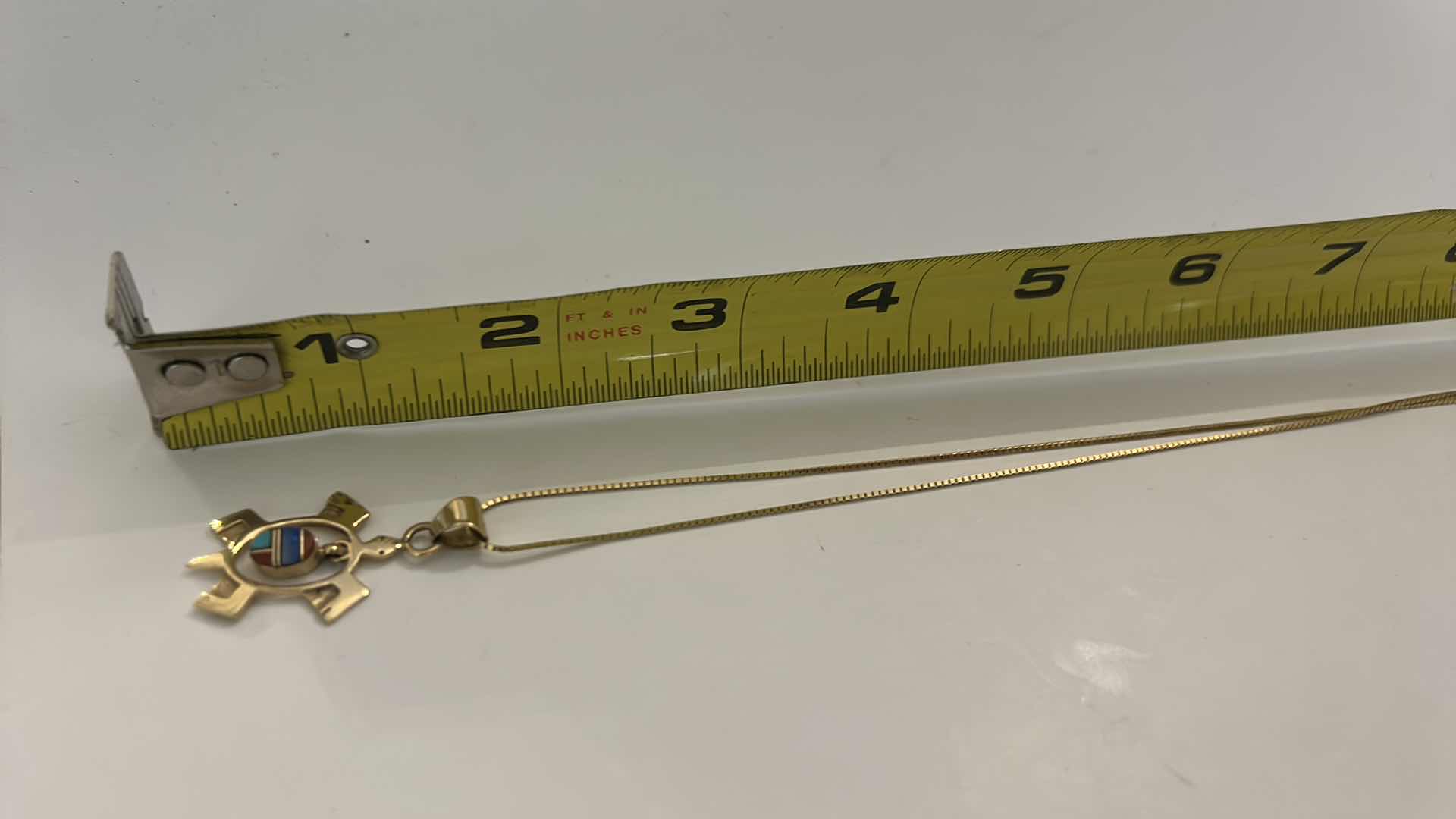Photo 1 of 14K GOLD CHAIN 24” AND PENDANT WITH STONES 1.5”