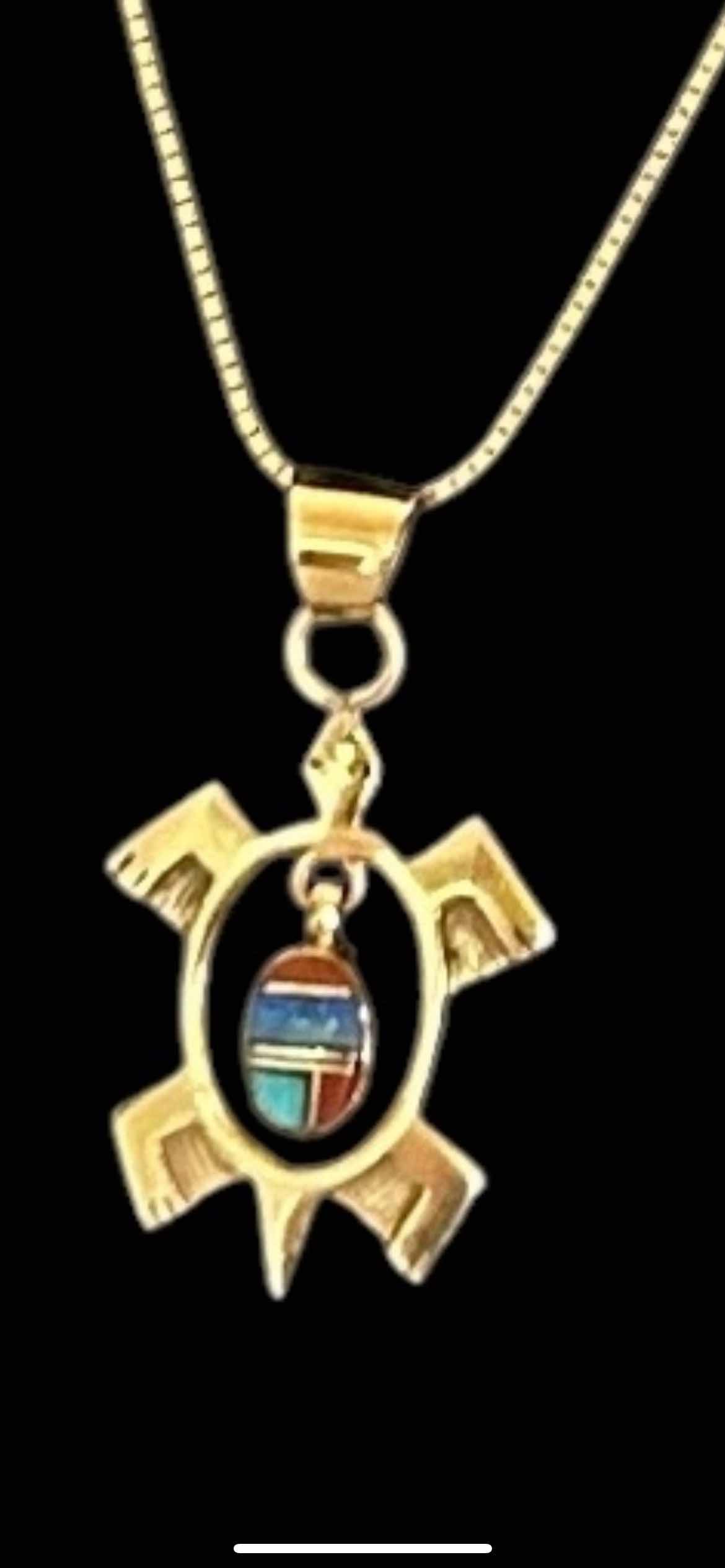 Photo 1 of 14K GOLD CHAIN 24” AND PENDANT WITH STONES 1.5”