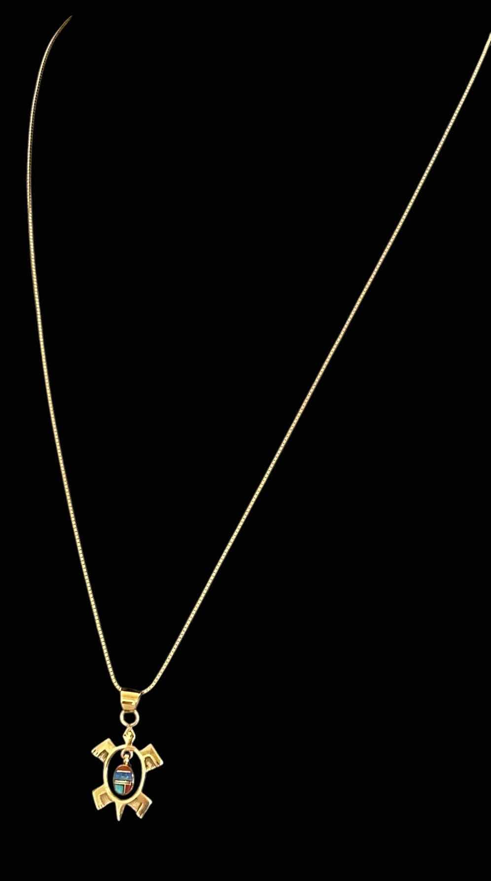 Photo 1 of 14K GOLD CHAIN 24” AND PENDANT WITH STONES 1.5”