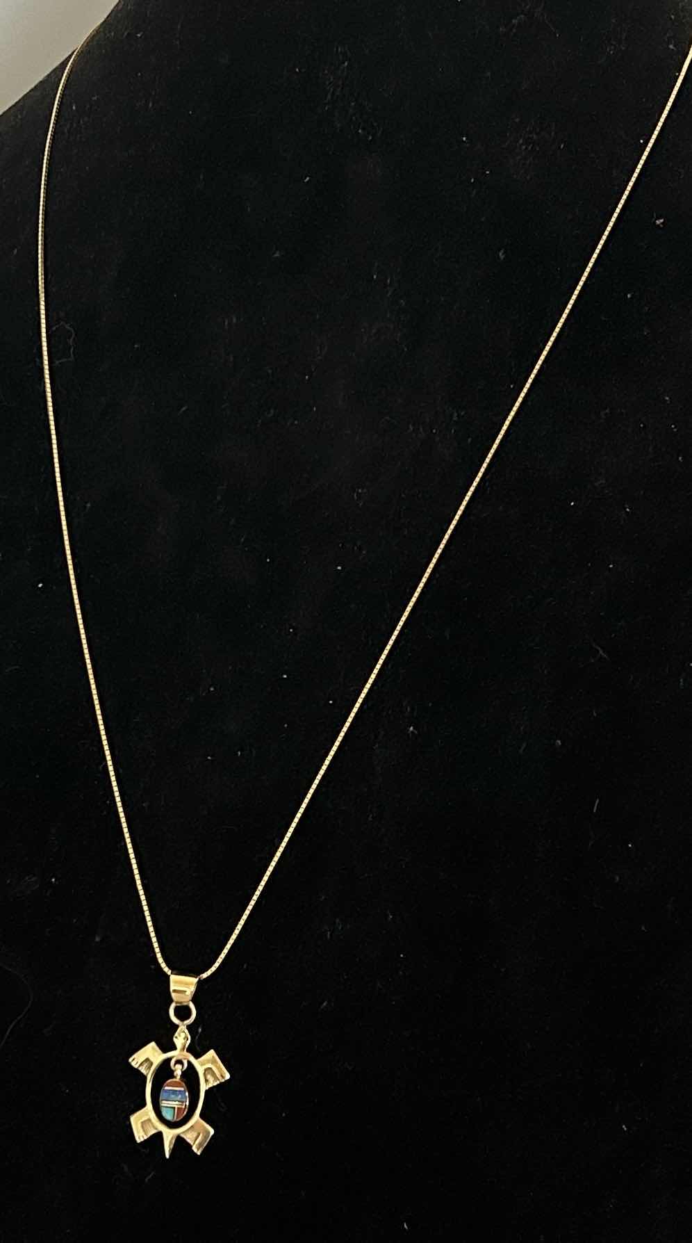 Photo 1 of 14K GOLD CHAIN 24” AND PENDANT WITH STONES 1.5”