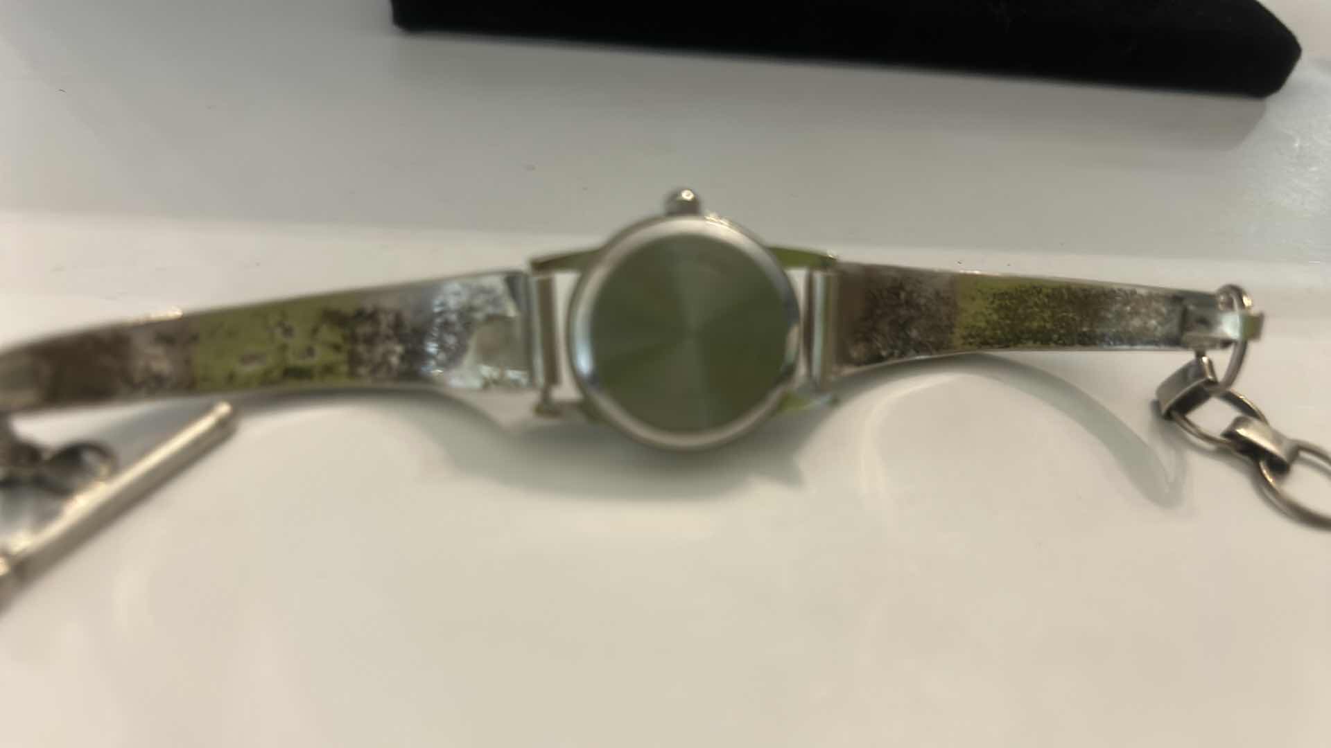 Photo 1 of WATCH & STERLING SILVER WATCHBAND WITH TURQUOISE AND OTHER STONES