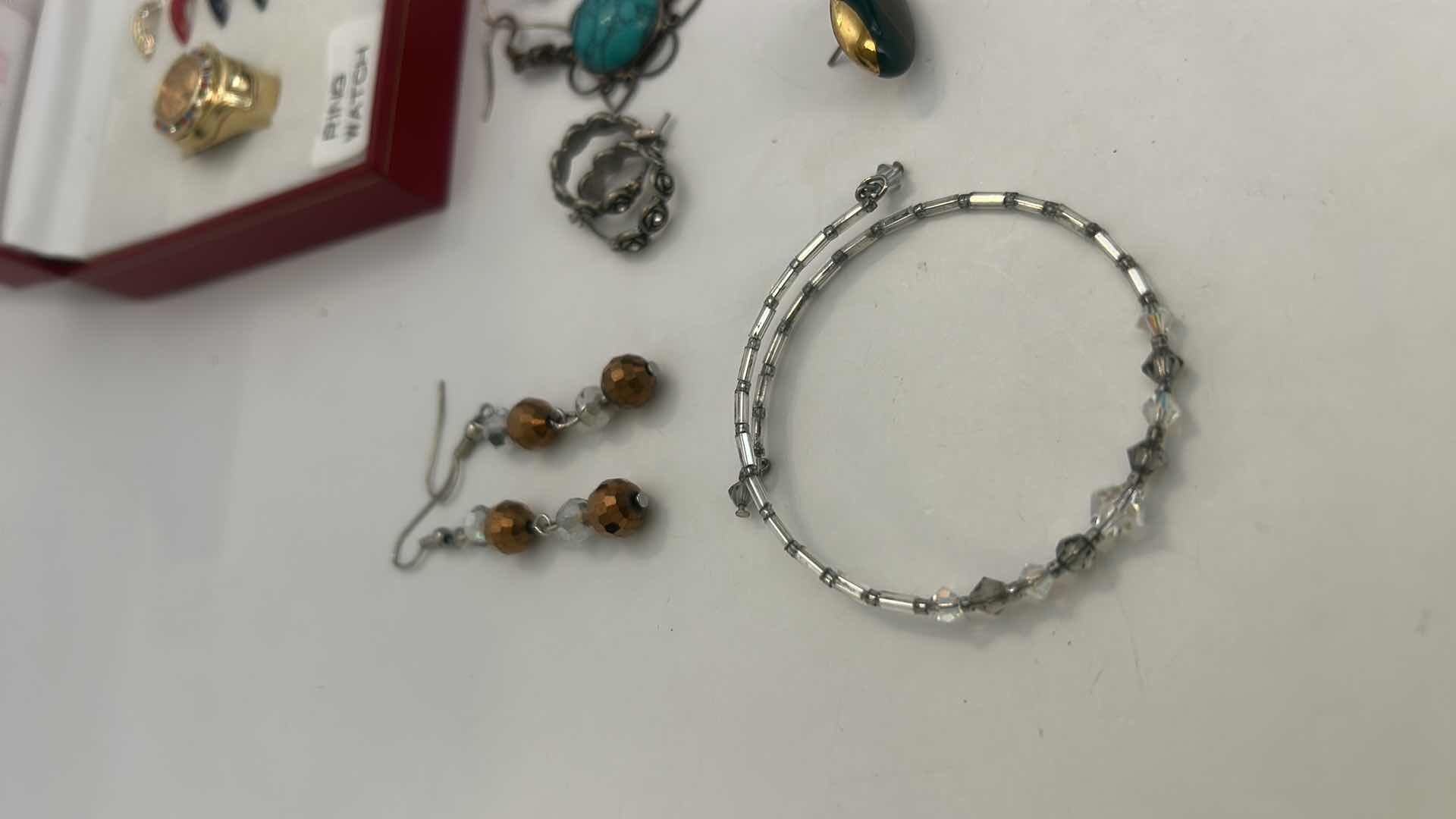 Photo 1 of 10 JEWELRY PIECES- PEUGEOT RING WATCH, EARRINGS AND BRACELETS