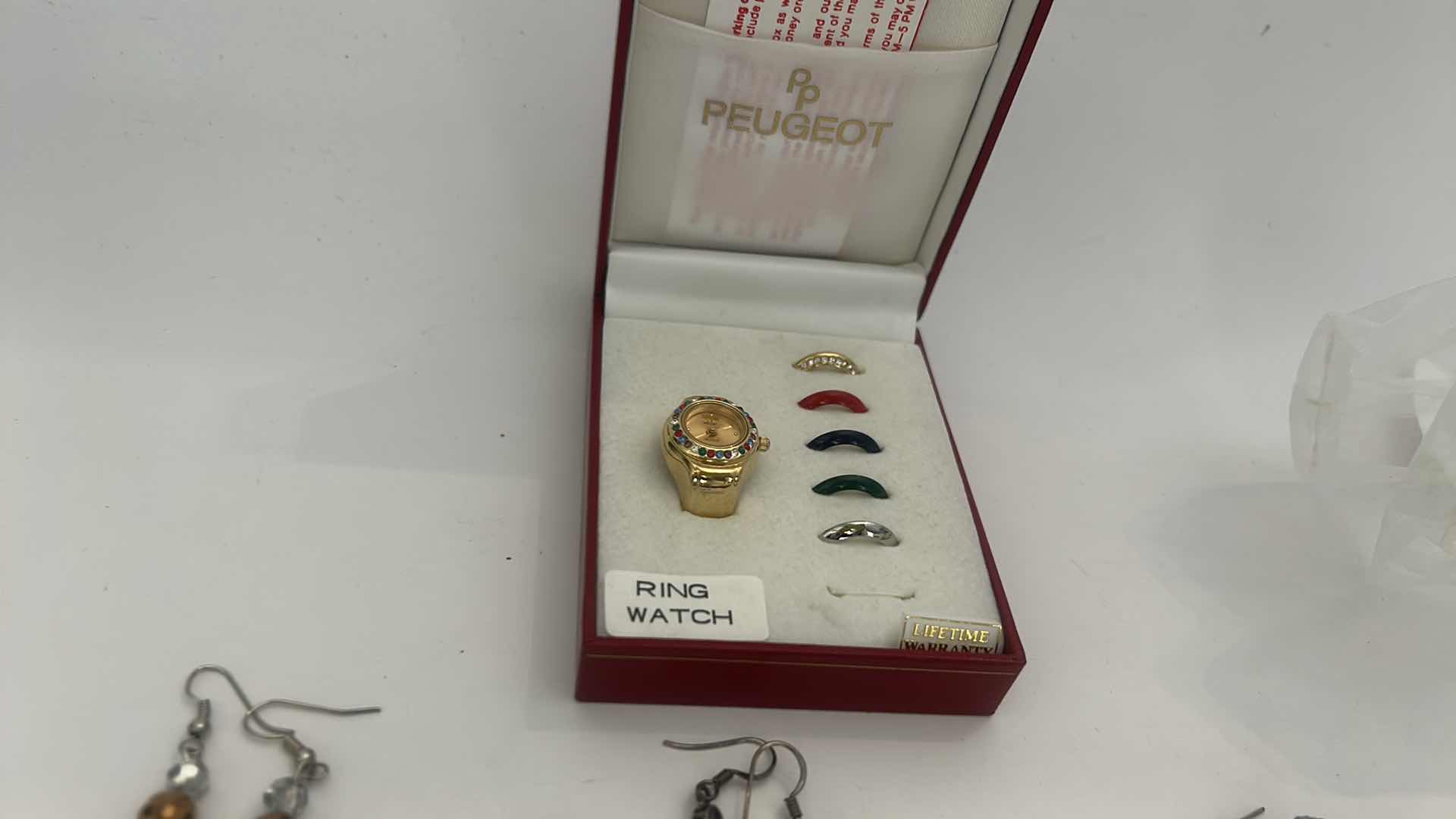 Photo 5 of 10 JEWELRY PIECES- PEUGEOT RING WATCH, EARRINGS AND BRACELETS