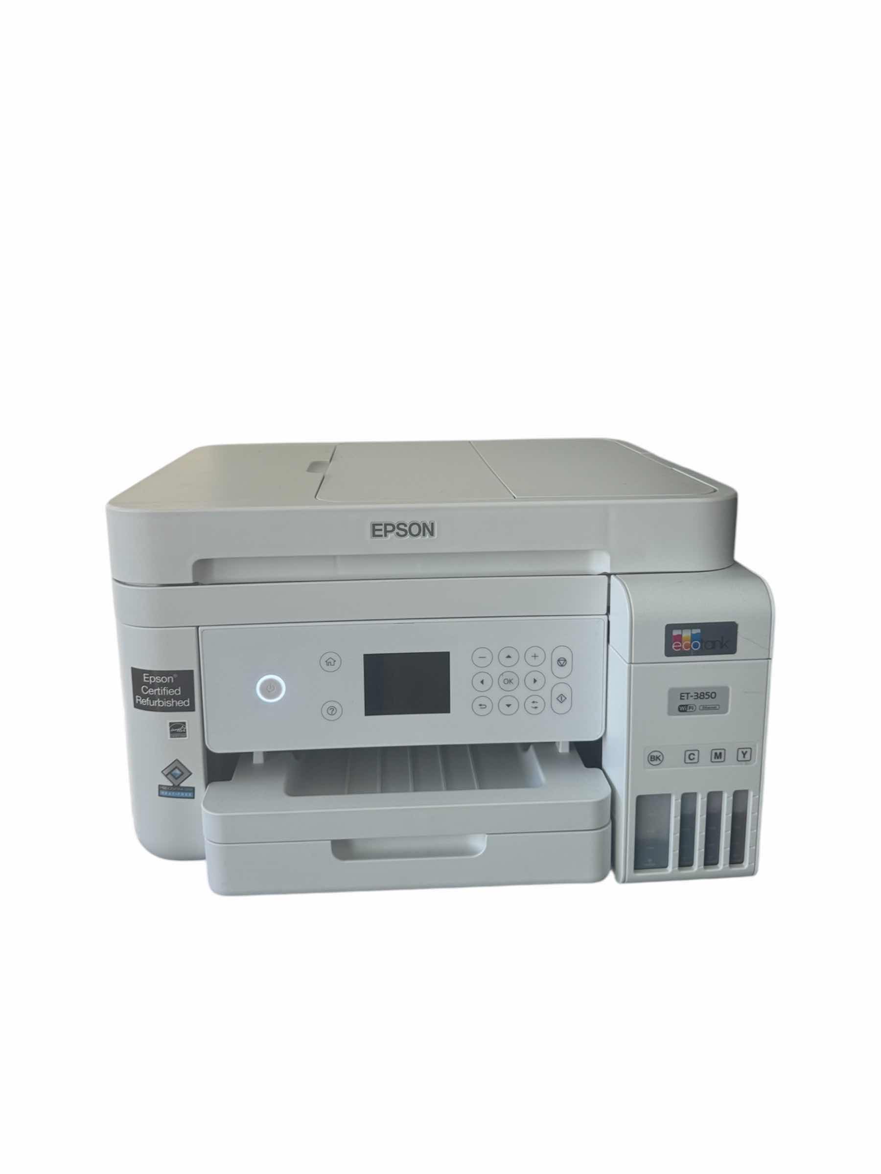 Photo 1 of EPSON ECOTANK ET-3850 WIRELESS COLOR ALL IN ONE SUPERTANKER PRINTER

15” X 14” X H9”