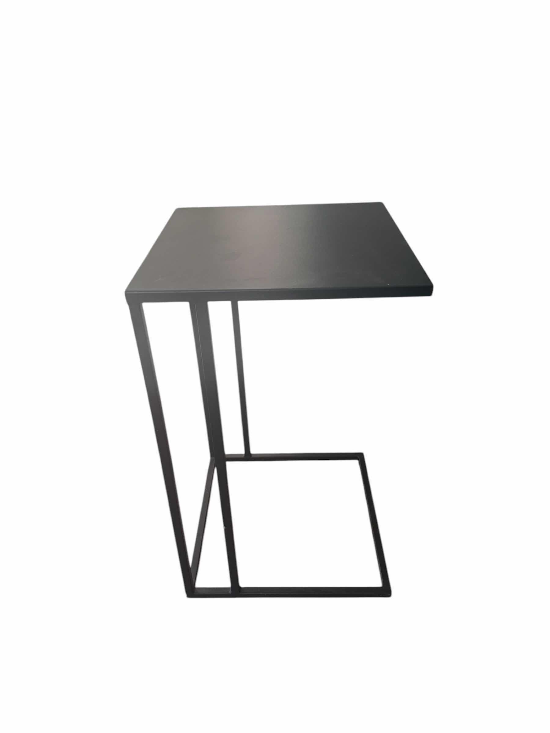 Photo 1 of BLACK METALC SHAPED SIDE TABLE 
16” X 16” X H26.5”