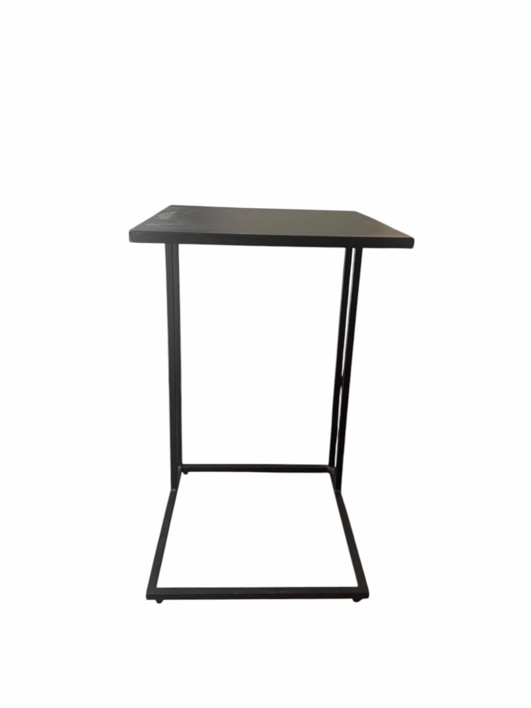 Photo 3 of BLACK METALC SHAPED SIDE TABLE 
16” X 16” X H26.5”