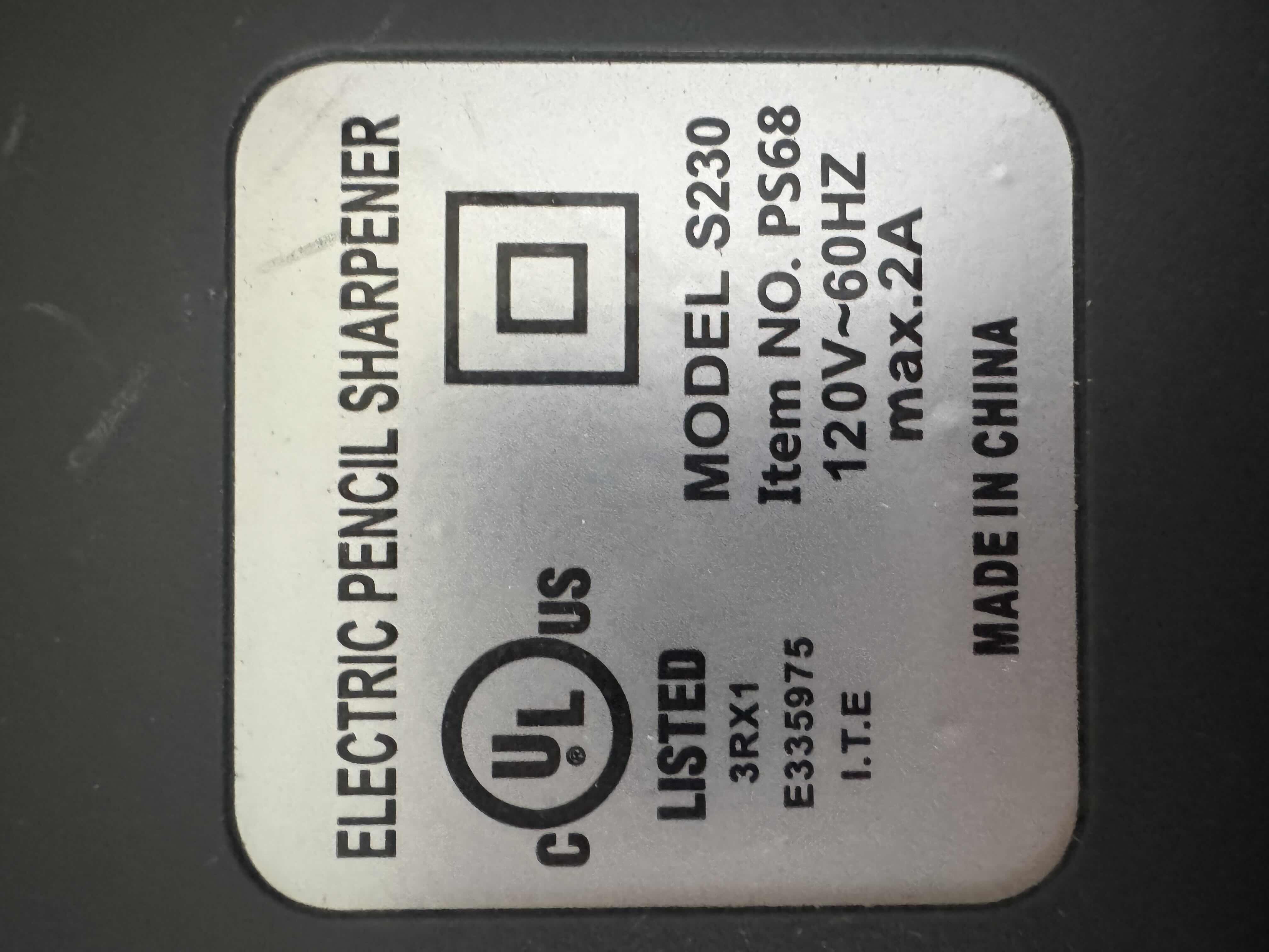 Photo 1 of AFMAT ELECTRIC PENCIL SHARPER, MODEL S230, GRAY

6” X 3” X H4”